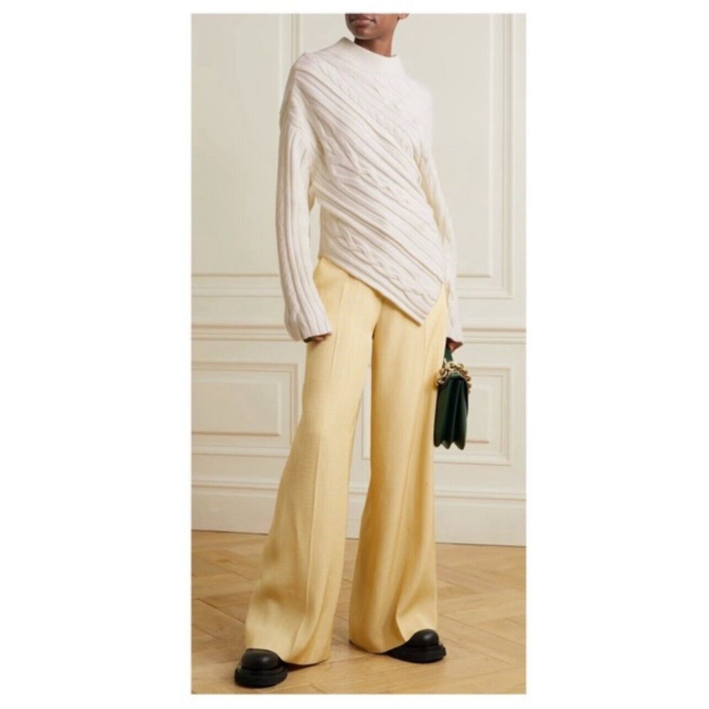 Proenza‎ Schouler Bias Cable Asymmetrical Cream Sweater Womens Large NEW